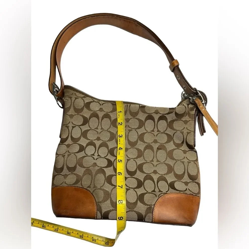 VTG Coach Hobo Signature Canvas Leather Brown Tote Handbag Purse Style #6347